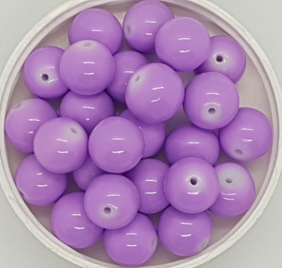 12MM GLASS BEADS - 10 PER PACKET - LIGHT PURPLE