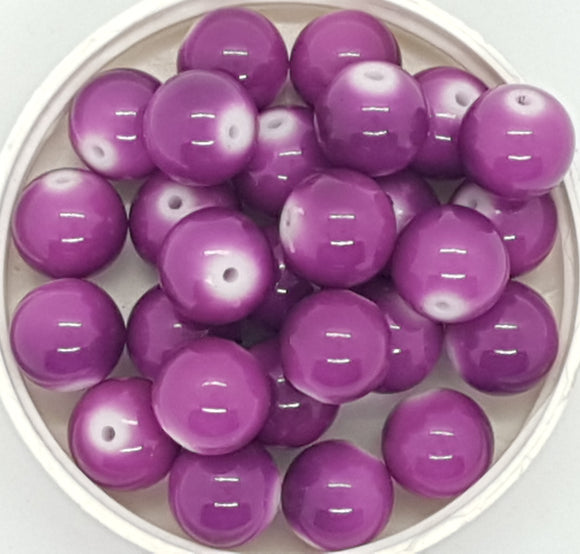 12MM GLASS BEADS - 10 PER PACKET - VIOLET