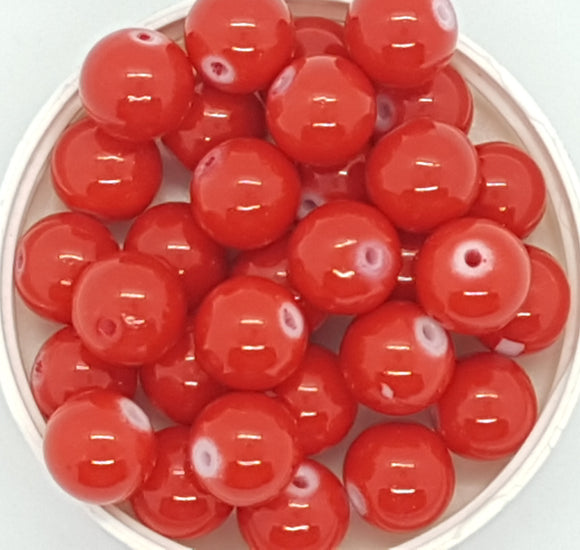 12MM GLASS BEADS - 10 PER PACKET - RED