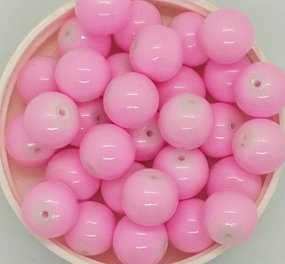 12MM GLASS BEADS - 10 PER PACKET - PINK