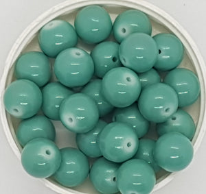 12MM GLASS BEADS - 20 PER PACKET - SEA GREEN