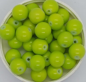 12MM GLASS BEADS - 10 PER PACKET - YELLOW/GREEN