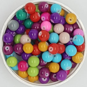 8MM GLASS BEADS - 20 PER PACKET - MIXED