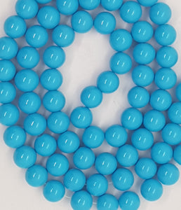 10MM GLASS BEADS - OPAQUE MED. BLUE - Packet of 25