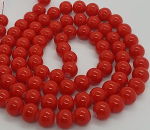 10MM GLASS BEADS - FIRE BRICK RED