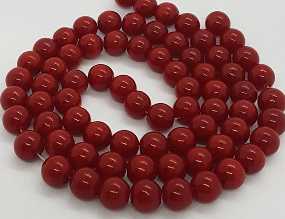 10MM GLASS BEADS - 25 PER PACKET - DARK RED