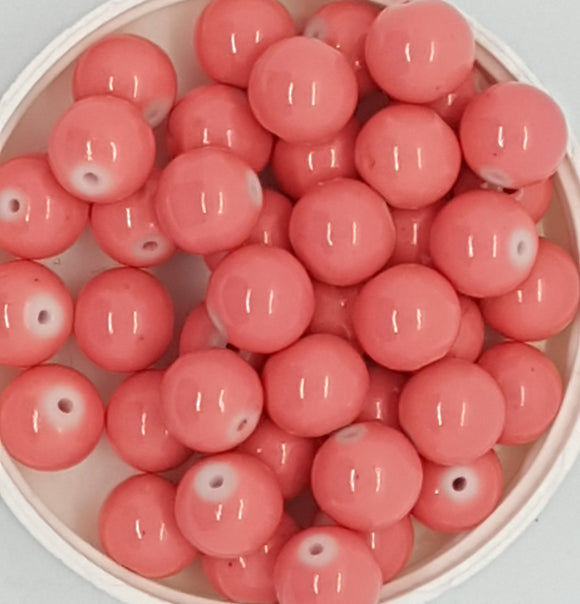 10MM GLASS BEADS - 25 PER PACKET - DUSKY PINK
