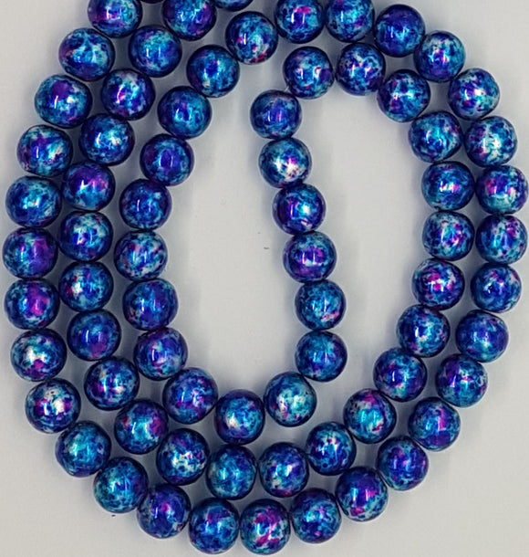 10MM GLASS BEADS - BLUE/PURPLE MIX