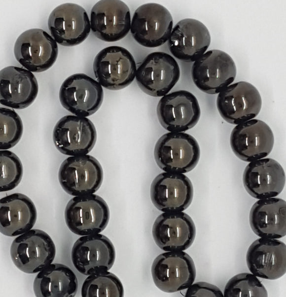 10MM GLASS BEADS - 25 PER PACKET - BLACK PLATED