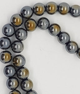 10MM GLASS BEADS - 25 PER PACKET = BLACK AB PLATED