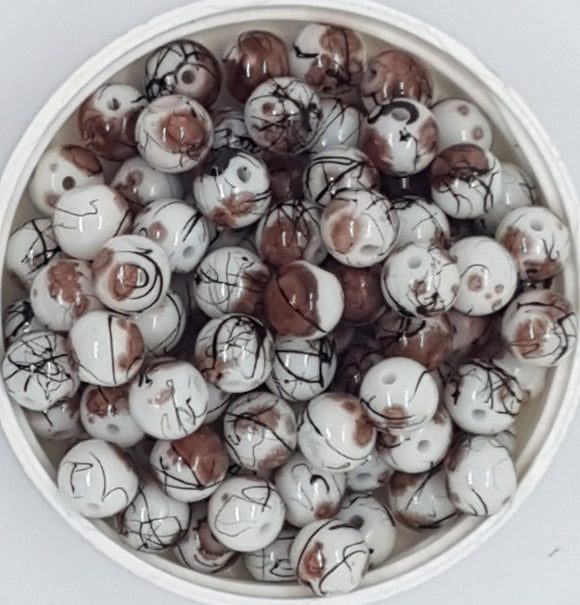 8MM GLASS BEADS - 20 BEADS PER PACKET - BROWN