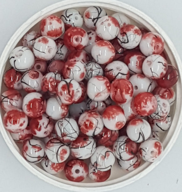 8MM GLASS BEADS - 20 BEADS PER PACKET -RED