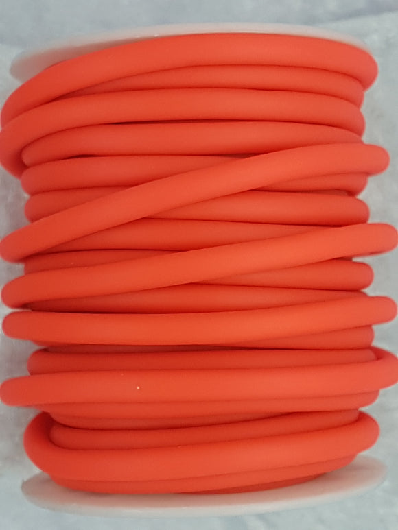 CORD - RUBBER  - HOLLOW - 5MM RED/ORANGE COLOUR