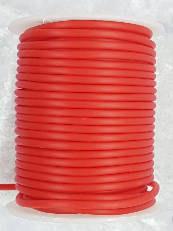 CORD - RUBBER  - HOLLOW - 3MM RED COLOUR
