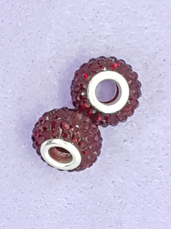 RONDELLES - 15MM RHINESTONE GLASS - COLOUR - RUBY RED