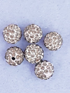 RONDELLES - 10MM RHINESTONE/POLYMER CLAY DISCO BEADS- PINK