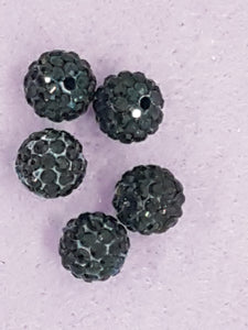 RONDELLES - 10MM RHINESTONE/POLYMER CLAY DISCO BEADS- BLACK