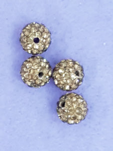 RONDELLES - 10MM RHINESTONE/POLYMER CLAY DISCO BEADS- CAMEL