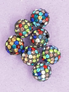 RONDELLES - 10MM RHINESTONE/POLYMER CLAY DISCO BEADS- MULTI COLOUR