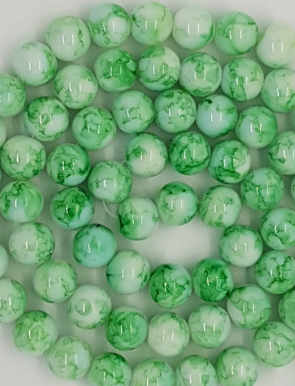 12MM GLASS BEADS - 10 PER PACKET - MID GREEN