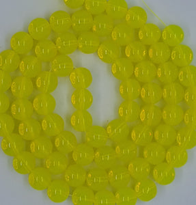 12MM GLASS BEADS - 10 PER PACKET - YELLOW