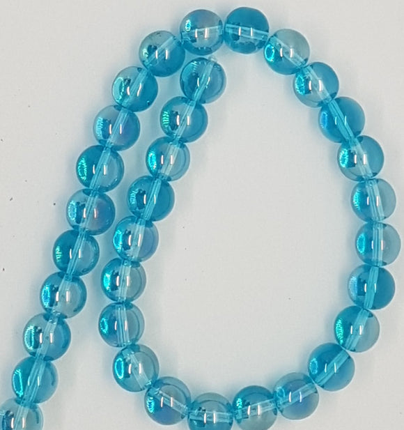 10MM GLASS BEADS - 25 per packet - SKY BLUE - AB