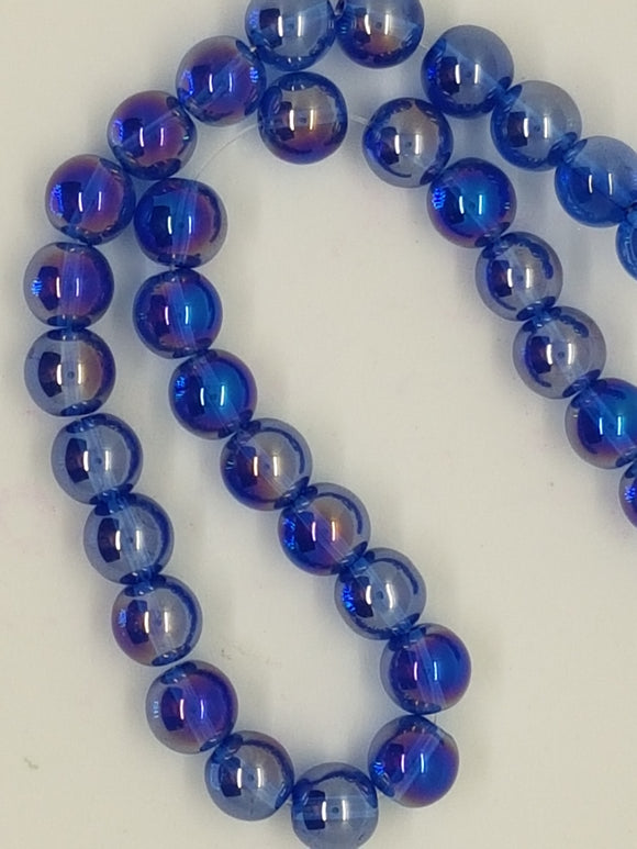 10MM GLASS BEADS - Packet of 25 - Royal Blue AB