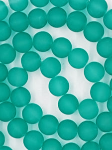 10MM GLASS BEADS - LIGHT SEA GREEN FROSTED