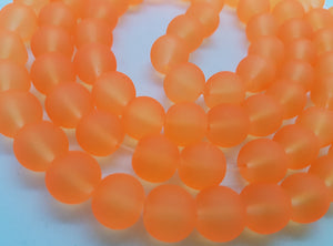 10MM GLASS BEADS - 25 PER PACKET - DARK ORANGE FROSTED